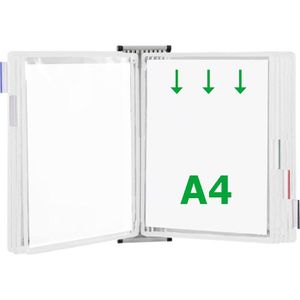 Tarifold Sichttafelsystem 414102, A4, Wandhalter, weiß, inkl. 10 Sichttafeln