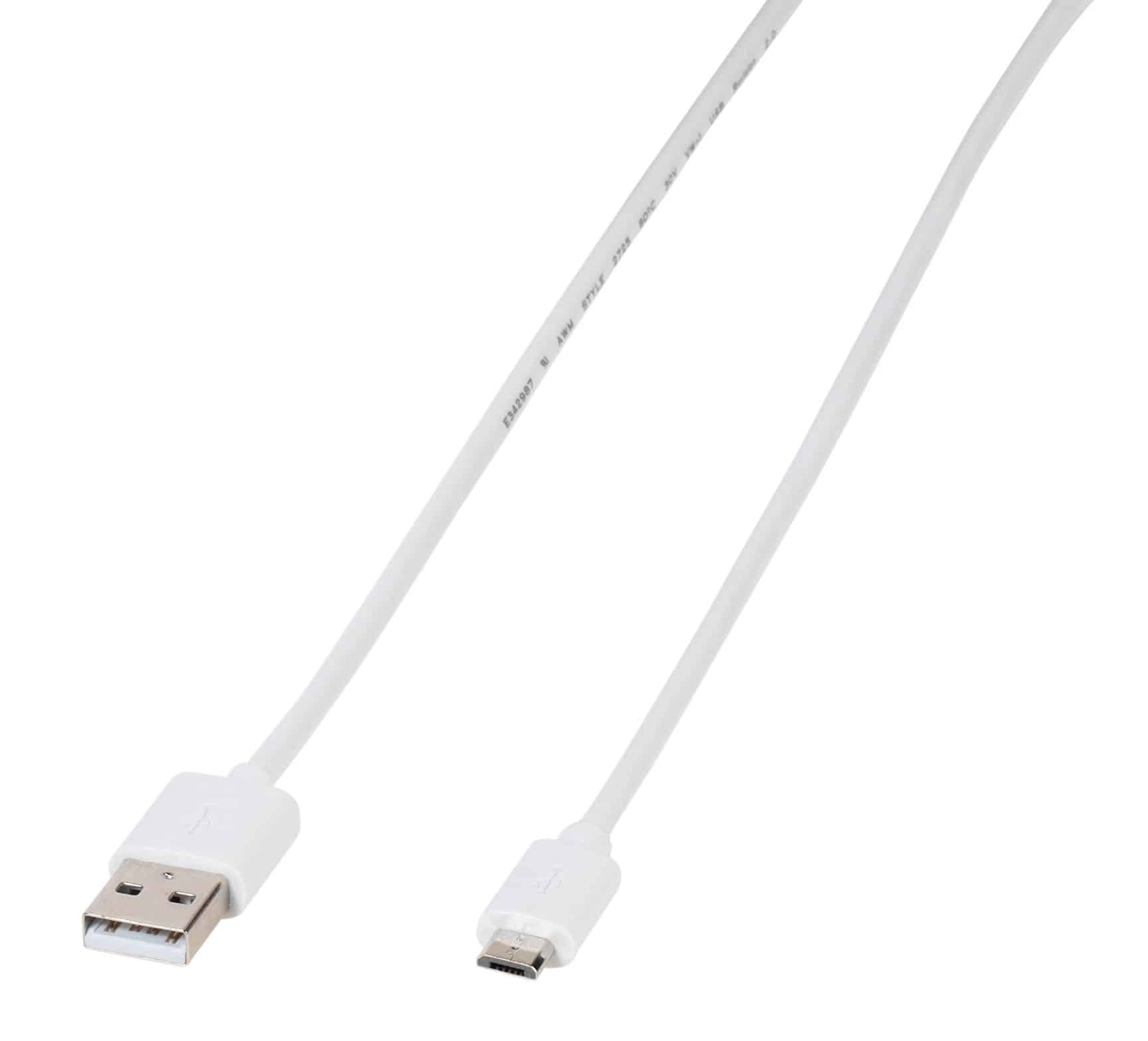 Vivanco Stecker USB A auf Micro-USB B 1 m 39451 (Weiß)