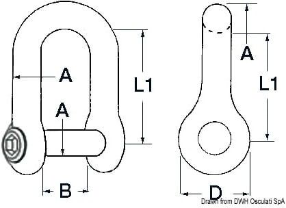 Osculati Grillo con perno incassato per ancore, taglio brugola Grillo inox per ancore 6 mm