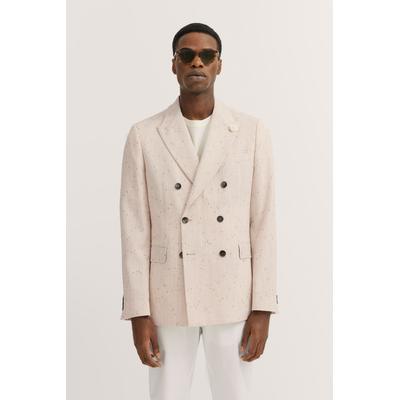 Sakko BUGATTI, Herren, Gr. 52, beige (30, beige), 81% Wolle, 13% Viskose, 6% Polyamid, gepunktet, normal, Manschette, Sakkos Sakko, aus Wolle