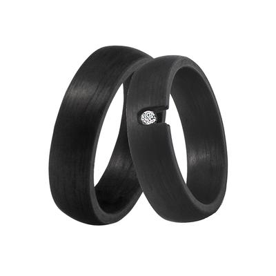 Trauring DOOSTI "Schmuck Geschenk CARBON Trauring Ehering Partnerring LIEBE" Gr. 56, schwarz, Fingerringe, Damen, 56,mit Zirkonia, Carbon, 6mm, Trauring, wahlweise mit oder ohne Zirkonia