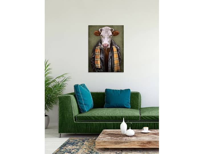 Image en verre Vache en cuir Impression artistique sur verre de sécurité Multicolore 60 x 80 x 1cm