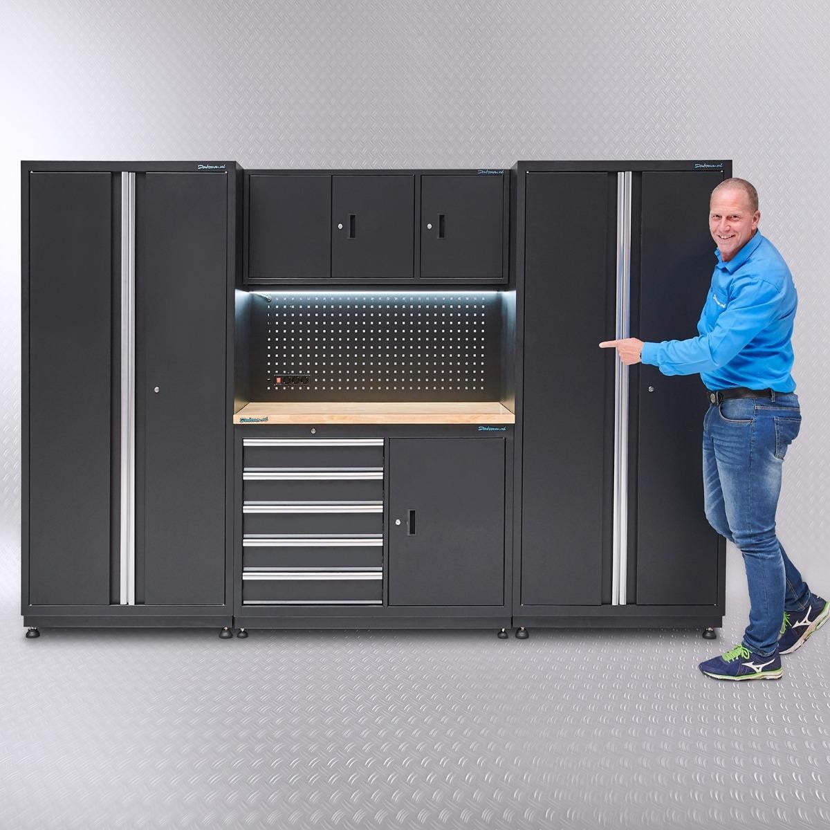 Datona Werkbank 120 cm met gereedschapskast en twee werkplaatskasten