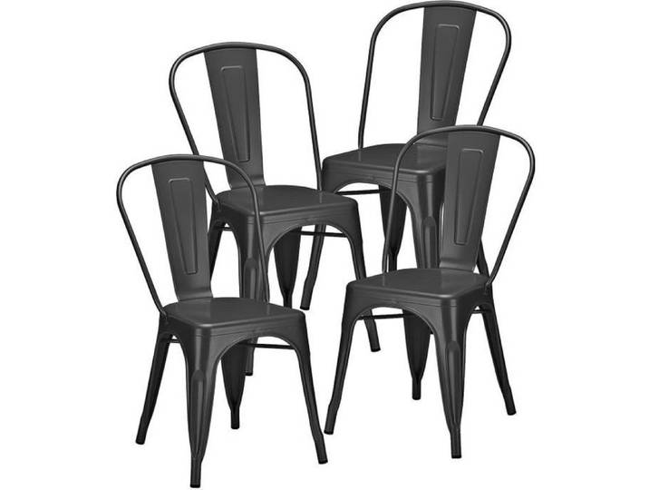 LOT DE 4 CHAISES ATELIER GRIS ANTHRACITE STYLE INDUSTRIEL
