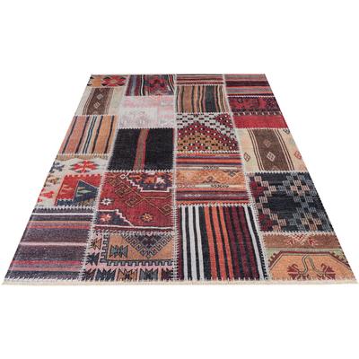 Teppich OBSESSION "My Ethno 263", bunt (mehrfarbig), B:115cm H:6mm L:170cm, Polyester, Teppiche, Teppich, recycelte Materialien, mit Fransen, waschbar, In- und Outdoor geeignet