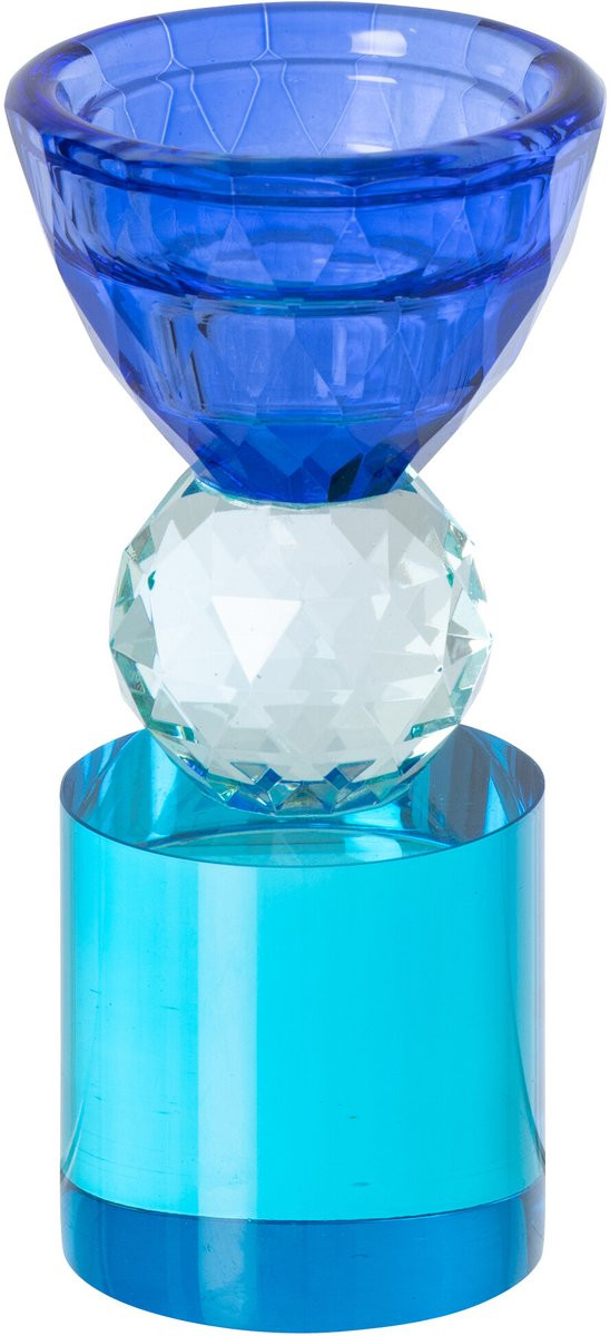 J-Line kaarshouder van glas in blauw/azuurblauw
