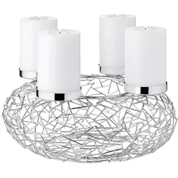 EDZARD Adventskranz Milano, Edelstahl glänzend vernickelt, Durchmesser 34 cm