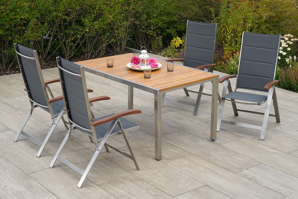 MERXXHANDELS Ferrara Set 5tlg 4 Sessel Tisch 150x90cm 16946451