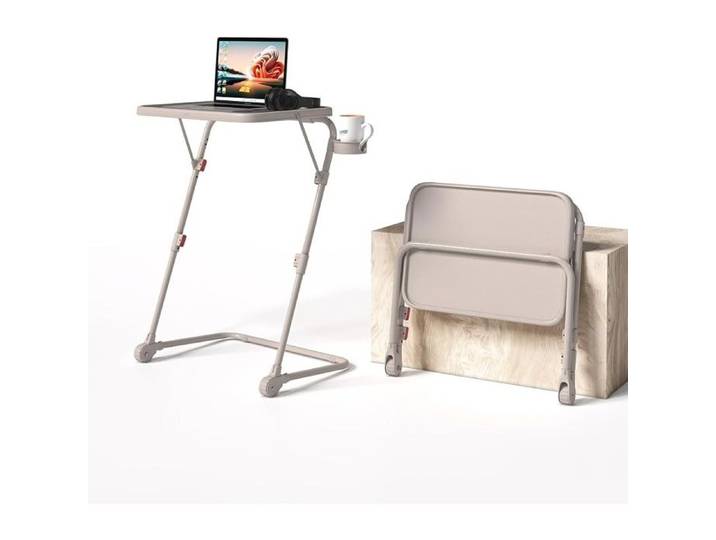 Meuble Cosy Petit Bureau Pliant Hauteur réglable Table d'Ordinateur Portable Poste Travail Pliante Plateau Inclinable 54x38x71.5cm