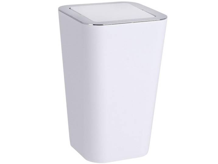 Wenko Abfallbehälter Candy White 6 l 18/18/29 cm, Weiß, Kunststoff, 18x29x18 cm, Badaccessoires, Abfalleimer