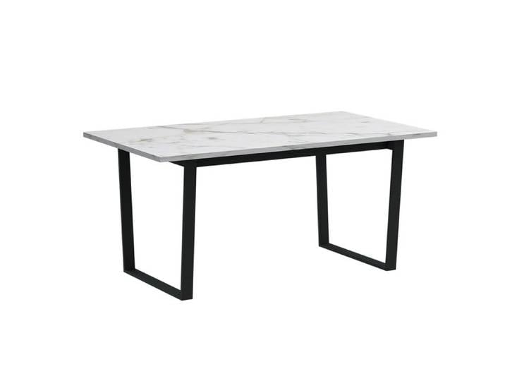 Amble Table de salle à manger 90x160cm impression marbre blanc.