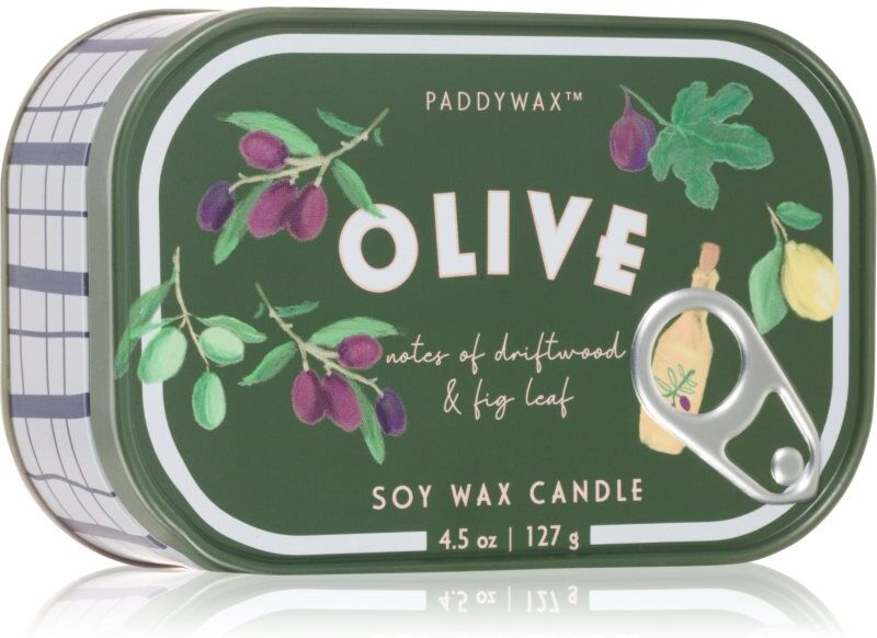 Paddywax Bistro Tin Fig & Olive bougie parfumée en métal 127 g