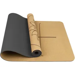 DELUKE Yogamatte Kork rutschfest EMMI [Mit Tragegurt] 4mm Dicke | Yoga Matte Fitnessmatte Trainingsmatte TPE Gymnastikmatte für Sport , Schwarz