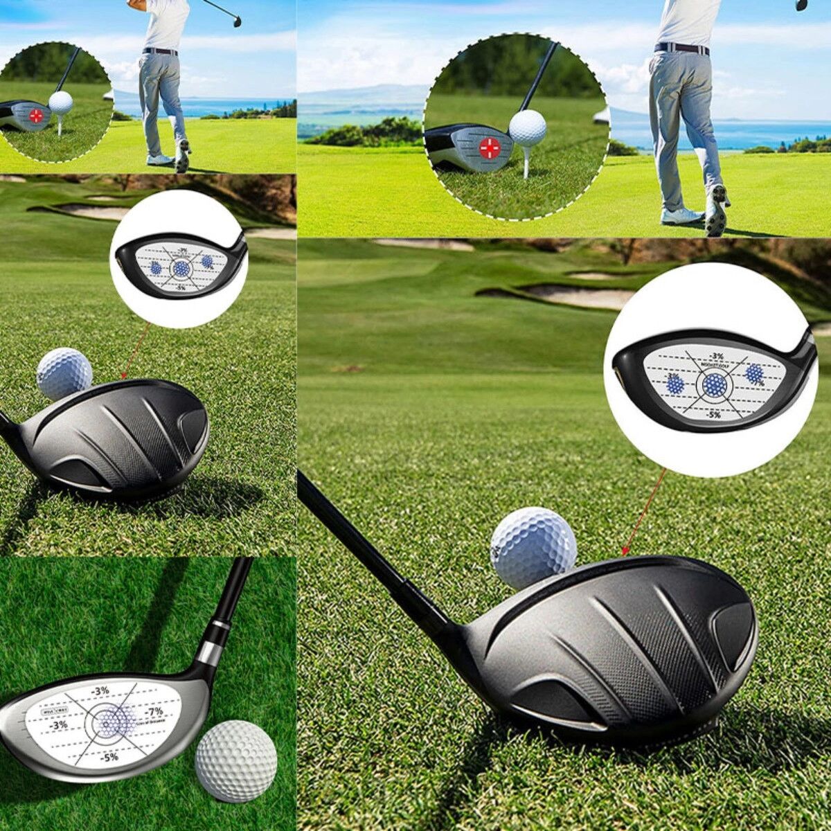 INF Golf-Aufprall-Trainingsaufkleber, 2 Rollen/10 Blätter – Selbstklebendes beschichtetes Papier zur Erkennung des Sweet-Spot