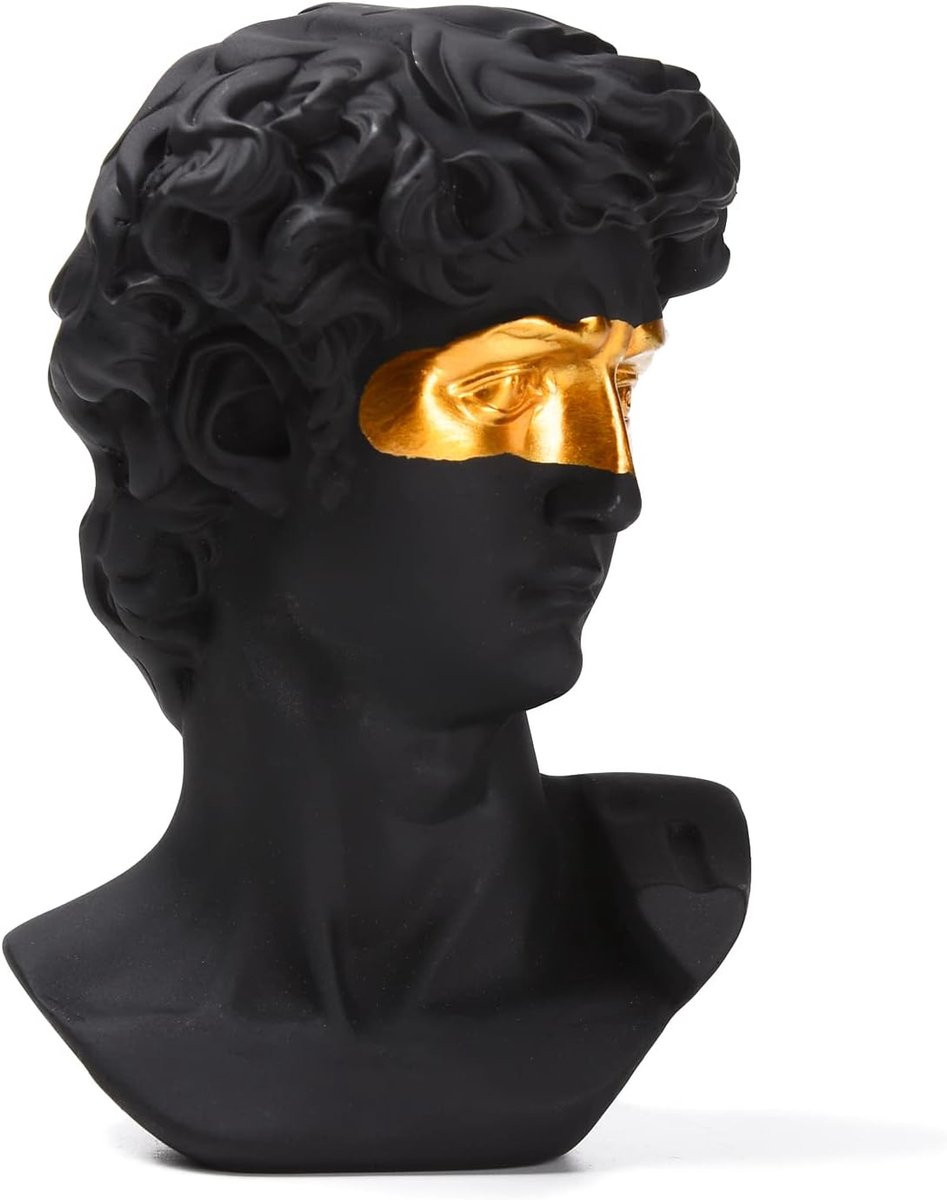 Klassieke buste sculptuur Griekse David replica in zwart goud voor decoratie op tafel