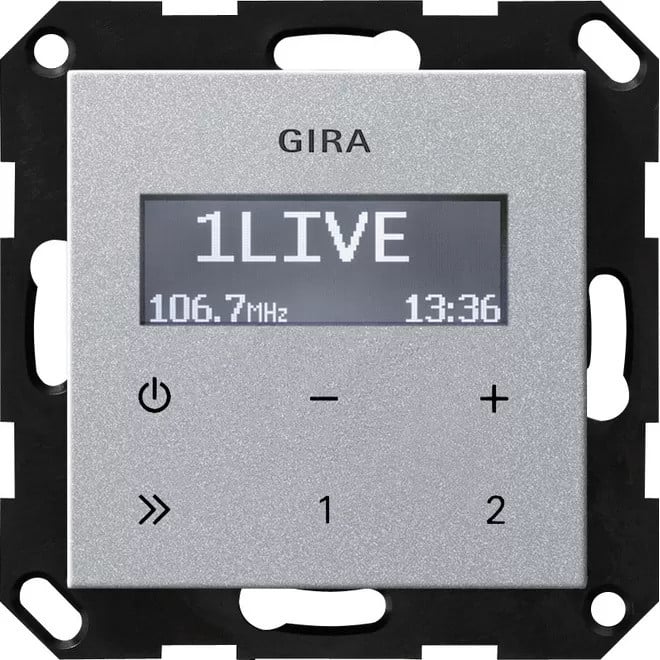 Gira 228426 inbouwradio RDS zonder luidsprekersysteem, aluminium
