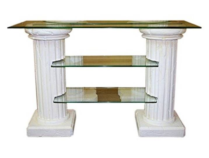 Antikes Wohndesign TV Regal TV Rack TV Schrank Kassentisch Verkaufstresen Säulenregal Steinmöbel Griechische Möbel Höhe: 72cm Weiß