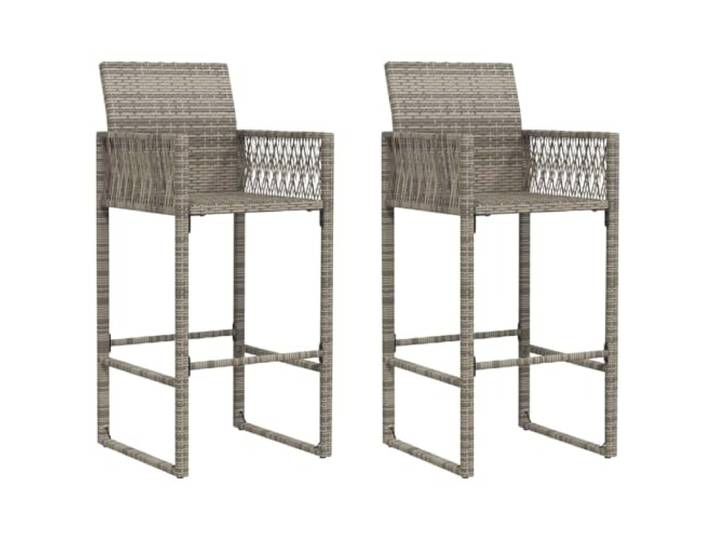 vidaXL Garten-Barhocker 2 STK. Grau Poly Rattan