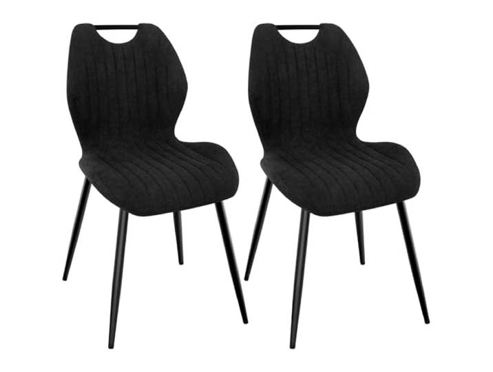 WAFTING Esszimmerstühle 2er Set, Gepolsterter Stuhl aus Stoff, Schwarz Hohe Rückenlehne, Schwarz Lackierte Metallfüße, für Esszimmer, Schlafzimmer und Empfang