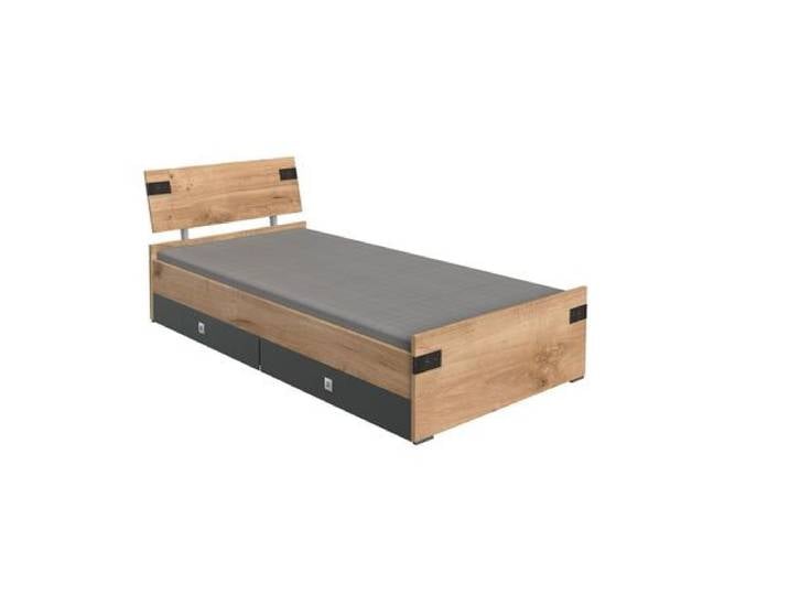 Bett Nolan Eiche Dekor 90x200 cm industrial