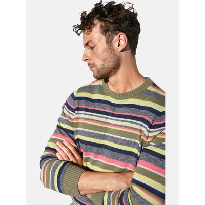 Rundhalspullover BABISTA "Pullover HALIN", Herren, Gr. XL, grün (grün gestreift), Obermaterial: 100% Baumwolle CO., Pullover Rundhalspullover