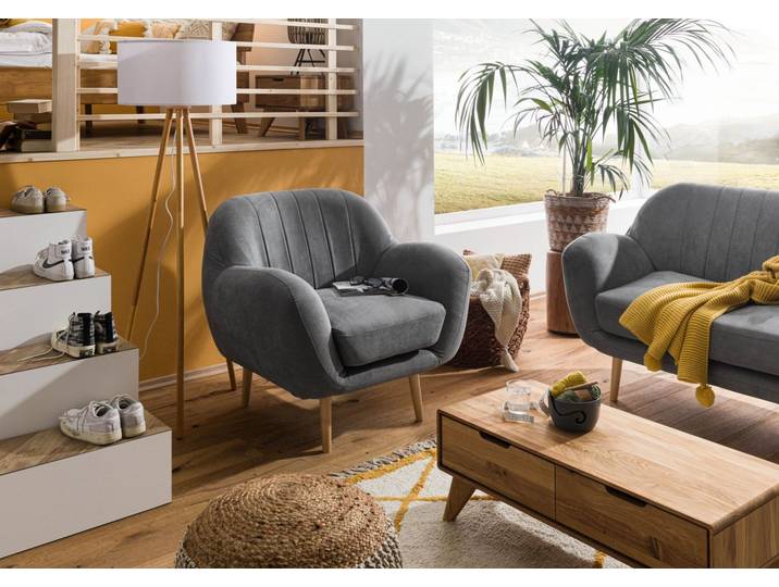 Fauteuil en polyester gris HOLMA