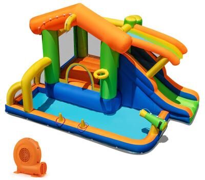 Costway 8-in-1 Jumping Castle with Slide and 520W Blower