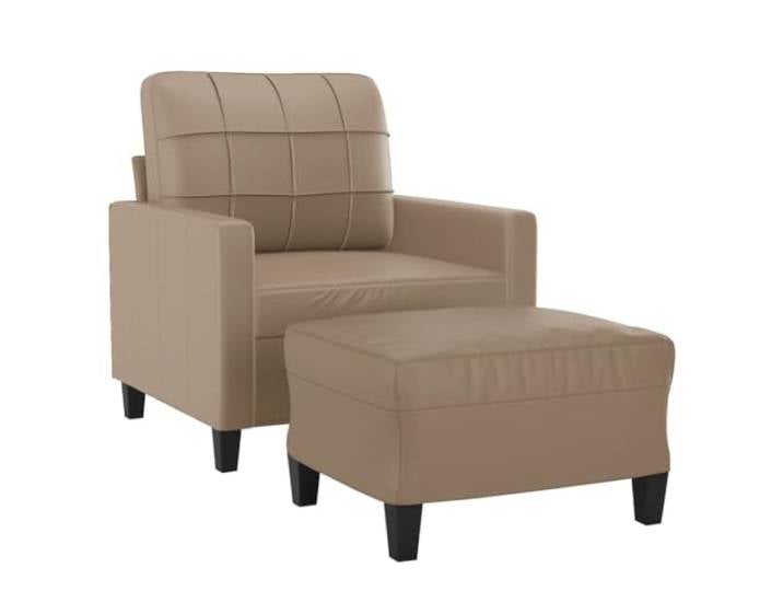 KTHLBRH Sessel mit Fußstütze Cappuccino 60 cm Kunstleder Widerstandsfähige Flecken, Rahmen aus kompensiertem Metall, Schaumgummi, maximale Belastung 110 kg