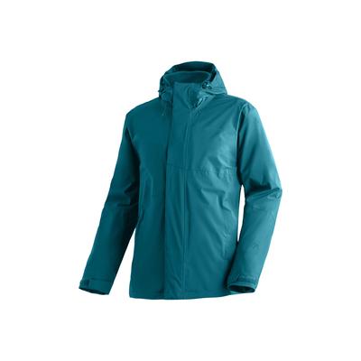 Regenjacke MAIER SPORTS "Metor 3in1 M", Herren, Gr. 50, blau (cyan), 100% Polyester, Jacken Regenjacke, warme Herren Jacke mit Kapuze, Winterjacke wasserdicht atmungsaktiv