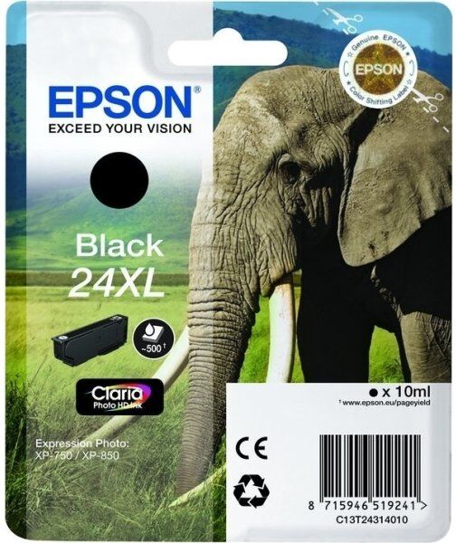 Epson 24xl/c13t24314022 Xl Blækpatron, Sort