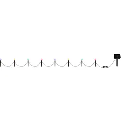 Solarlampe Lichterkette schwarz Außenleuchte Solarleuchte Terrassenlampe, IP44 Akku Stufenschalter Kunststoff schwarz, RGB LED warmweiß, LxBxH 770x3x15cm