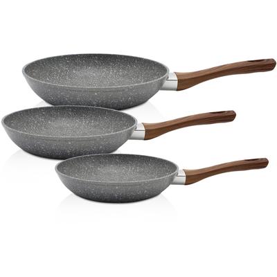 Pfannen-Set KRÜGER "Nevada", grau, Pfannen, Soft-Touch-Griff, Ø 20/24/28 cm, Induktion