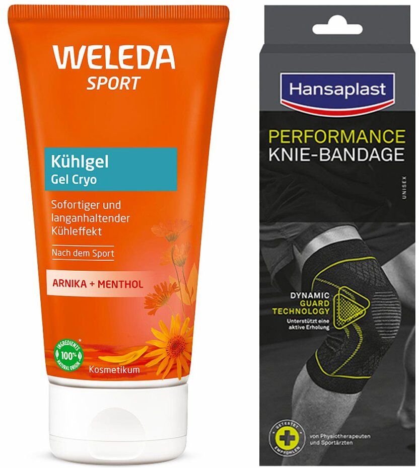 Sportset: Weleda Kühlgel Arnika & Hansaplast Knie-bandage L/xl