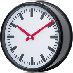 Wanduhr Analog Metall rund Ø 23.5 cm schwarz weiß modern