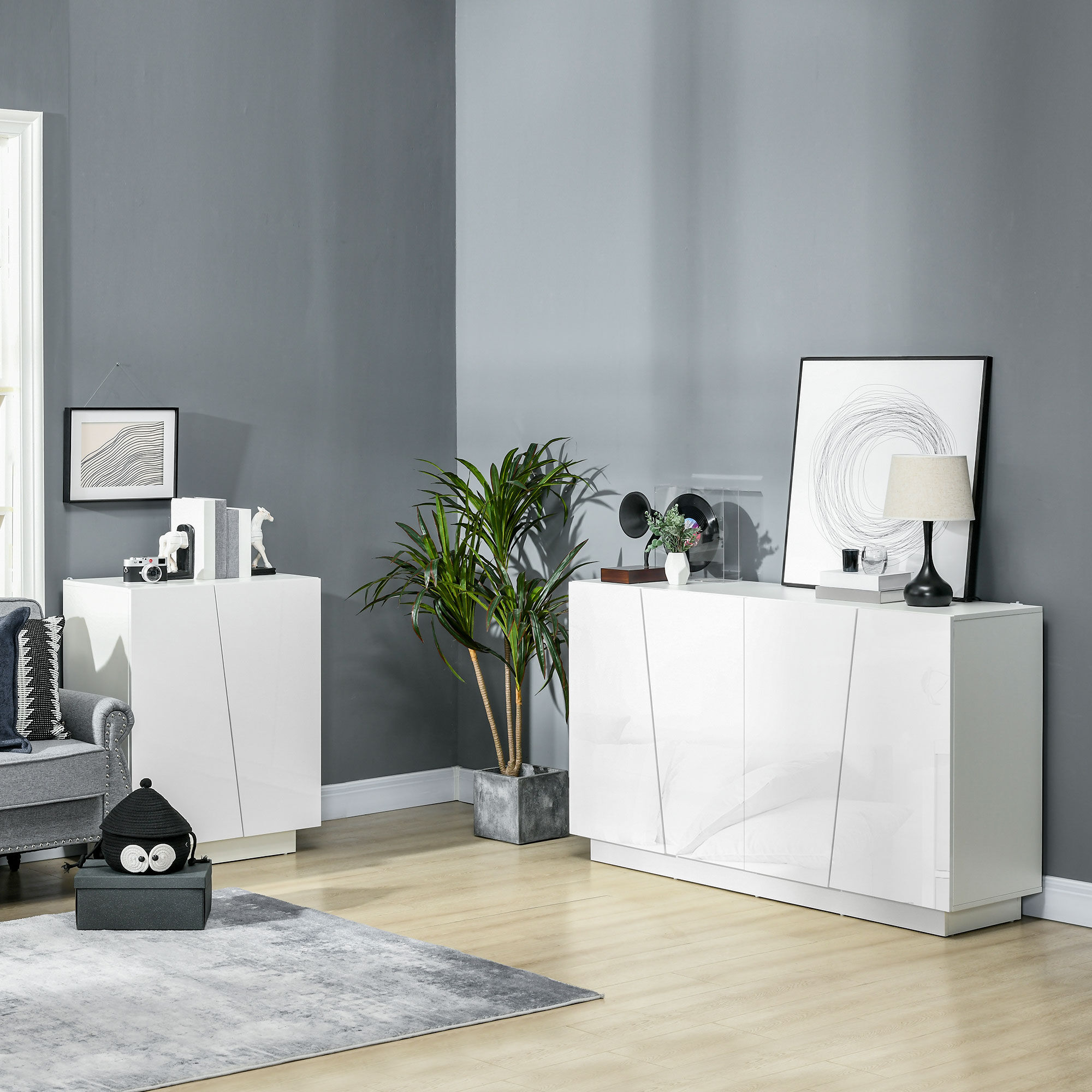 Altro Mobiletto Multiuso In Truciolato Bianco A 3 Livelli Con Ripiano Regolabile Su 3 Livelli, 70x40x88 cm