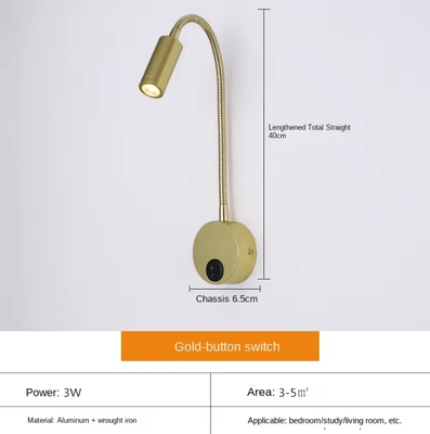 Inspire Curations 3W Rotatable Gooseneck LED Reading Wall Lamp golden 3w 3000k
