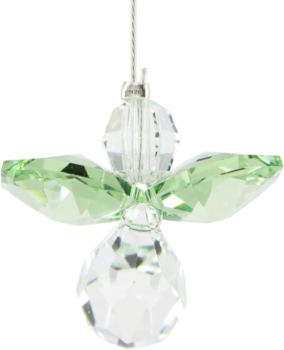 Kristallen Engel Beschermengel hanger met Peridot geboortesteen - Groen - 16 cm