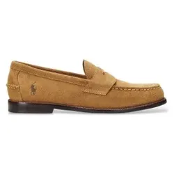 Polo Ralph Lauren für Herren. 803961416002 Alston Penny Loafers aus hellbraunem Wildleder (40), Beige, Wohnung, Keine, Lässig, Klassisch