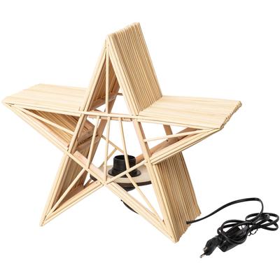 Dekostern "Stern", beige (natur), T:15cm Ø:36cm, Bambus, Dekosterne, Ø ca. 36 cm, mit Fassung E27