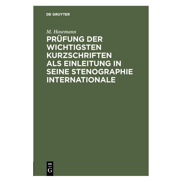 De Gruyter Hasemann:Prüfung der wichtigsten Kurzsc (67776578)