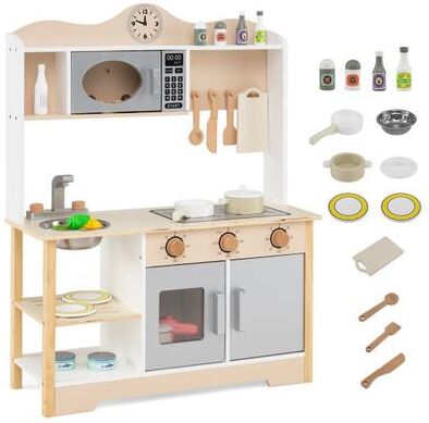 Costway Wooden Play Kitchen Cooking Toy Playset for Kids-White