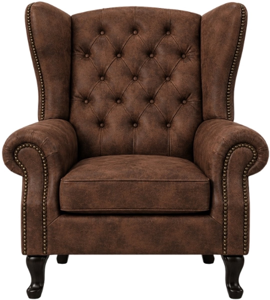 Chesterfield Fauteuil Vintage Bruin Leer - Klassieke Lounge Stoel