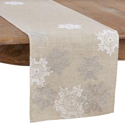 Saro Lifestyle Runner With Embroidered Snowflake Design