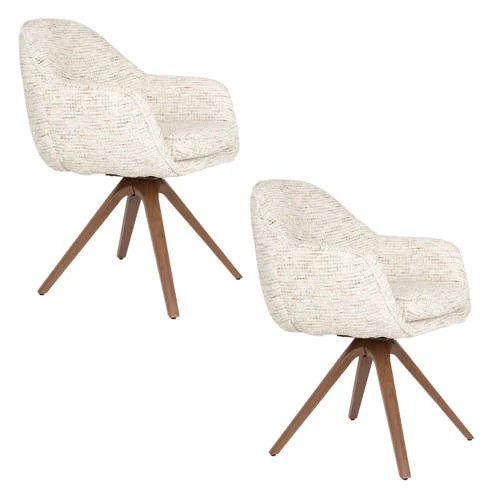 Housecraft Living Batoul draaibare eetkamerstoelen met armleuningen - beige (set van 2)