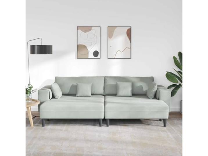 KTHLBRH 3-Sitzer-Sofa, hellgrau, Samt, 250 x 188 x 76 cm Modern, Struktur aus Sperrholz, Federkissen, quadratische Armlehnen, 4-Sitzer