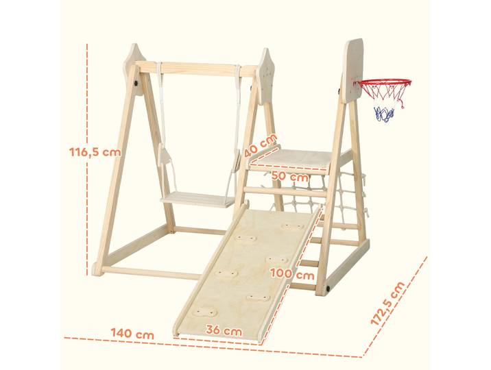 AIYAPLAY Toboggan 5-en-1 Enfants avec Balançoire et Escalade