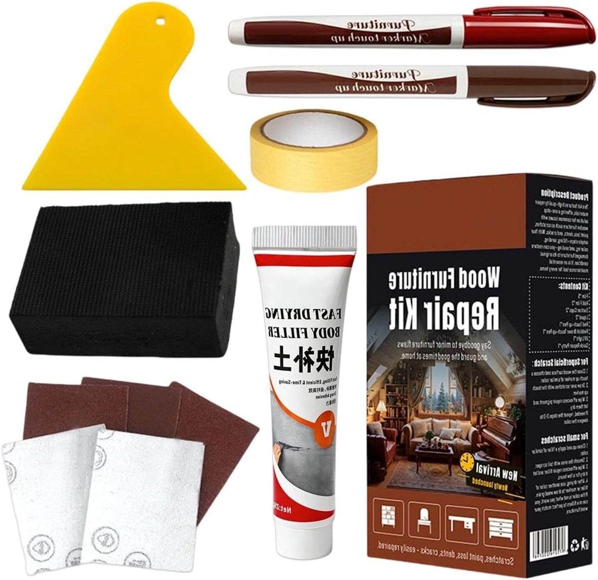 Meubelmarker Set voor houtreparatie en het verwijderen van krassen - Meerdere tinten - 25 g