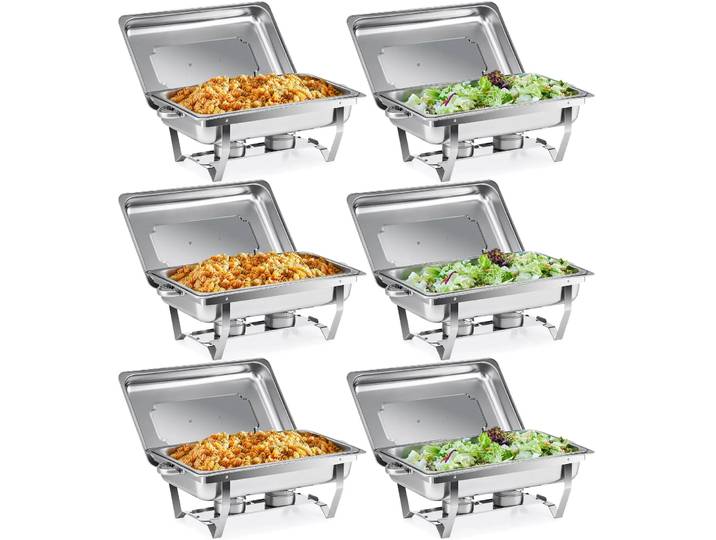 Ensemble de chauffe-aliments en acier inoxydable, argent – comprend un couvercle thermorétractable, une casserole à eau, une poêle alimentaire, un cadre ou un support de carburant
