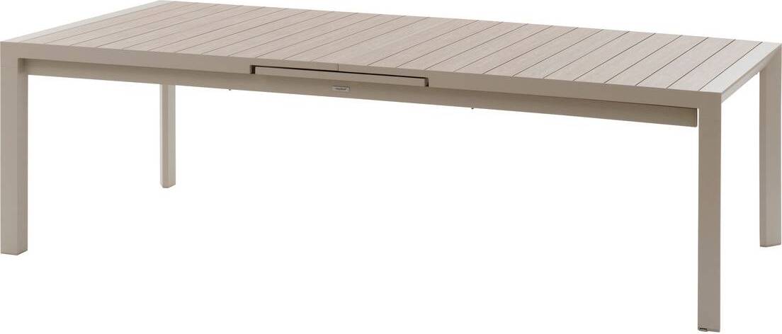 Ausziehbarer gartentisch "evasion" holzoptik leinen &amp ton 14 plätze lates aus aluminium - Hespéride