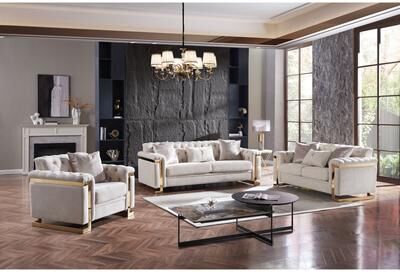 Cosmos Furniture Chloe Tufted 2-piece Living Room Set with Gold Accents